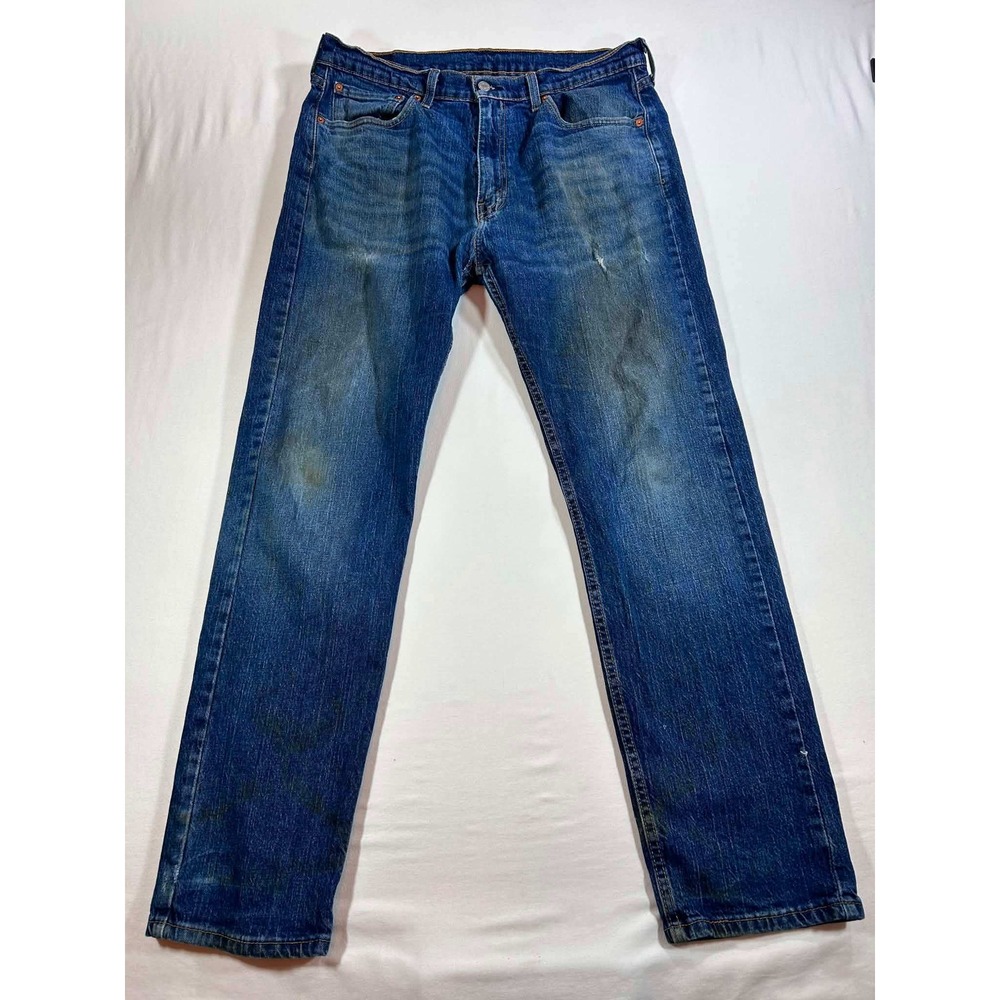 Levis 505 Regular Fit Straight Leg Jeans Mens W36 L32 Medium Wash Blue Denim
